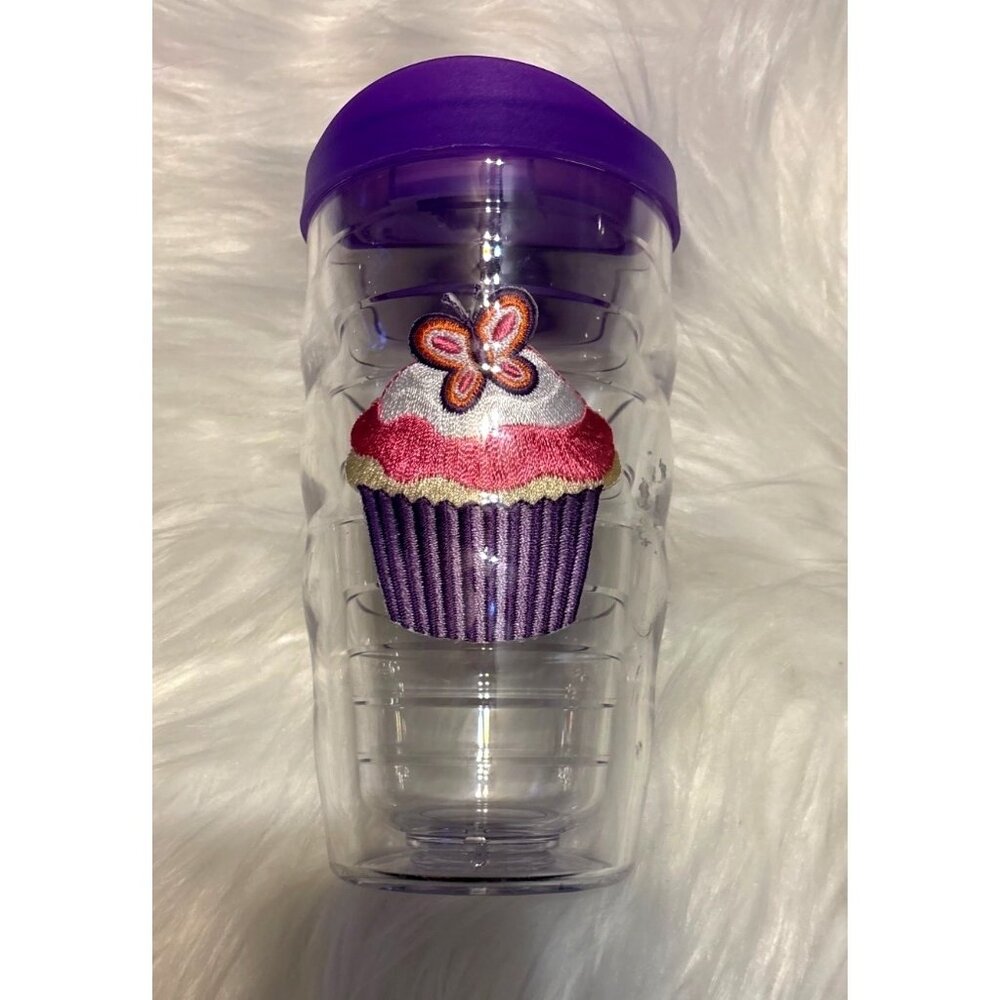 Tervis 16 Oz Insulated Cupcake Butterfly Tumbler With Purple Lid USA made